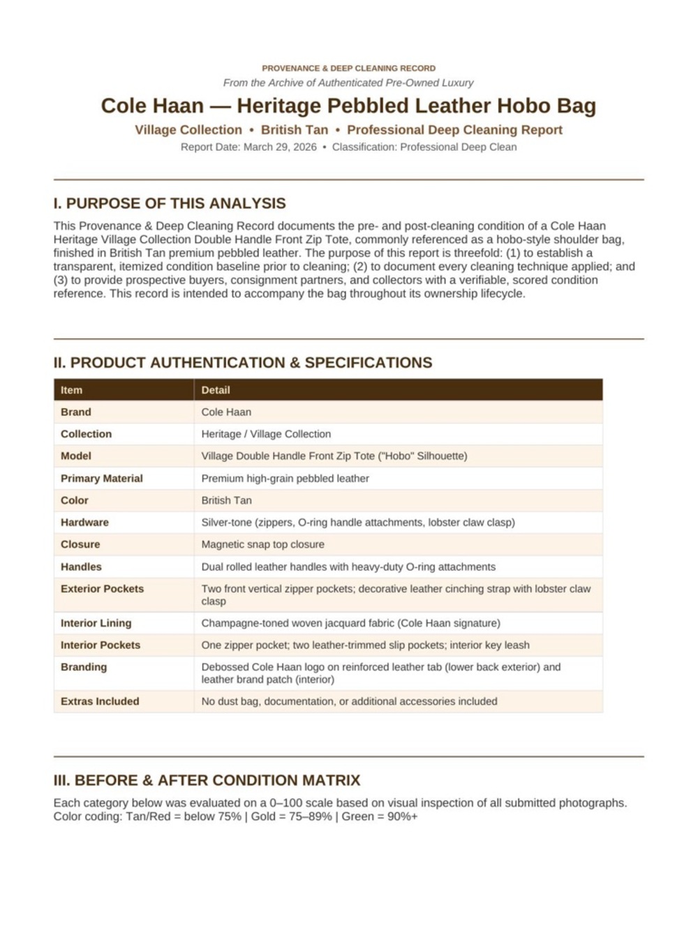 Cole Haan Heritage Village Double Handle Front Zip Tote British Tan Pebbled - Picture 9 of 11